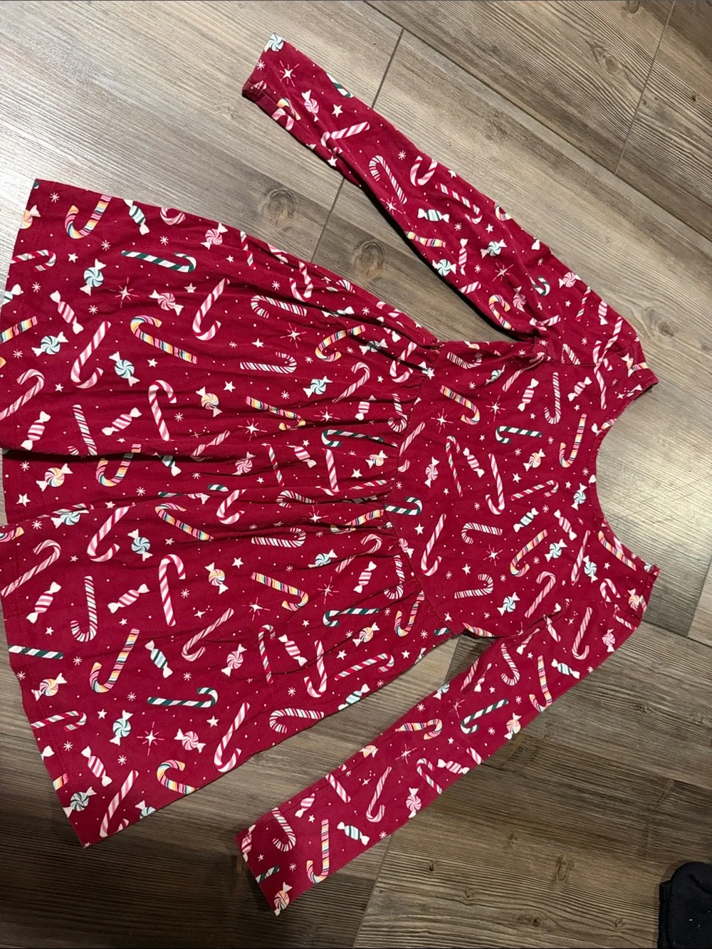 The Children's Place Red Candy Cane Print Long-Sleeve Dress